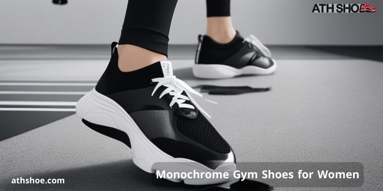 An image containing part of a woman's leg wearing sports shoes, as part of a discussion about Monochrome Gym Shoes for Women