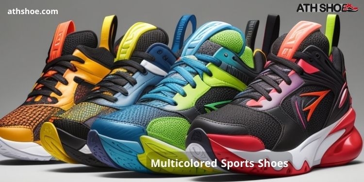 An image containing a group of different sports shoes as part of the talk about Multicolored Sports Shoes in Australia