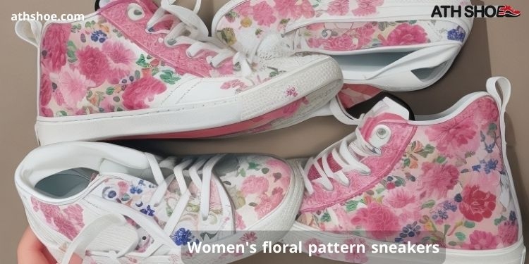 An image containing a group of sports shoes as part of the discussion about Women's floral pattern sneakers