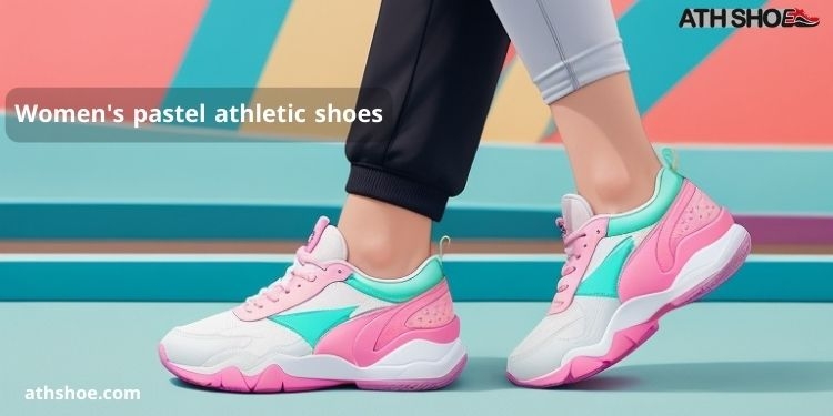 A picture of a man and a woman wearing beautiful athletic shoes within a conversation about Women's pastel athletic shoes