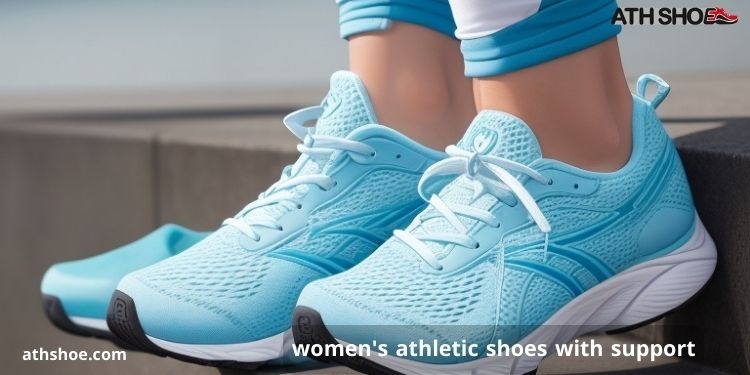 An image containing part of a man and a woman wearing beautiful athletic shoes as part of a conversation about women's athletic shoes with support