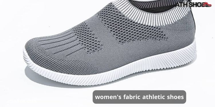 An image of women's athletic shoes on a white background as part of a conversation about women's fabric athletic shoes