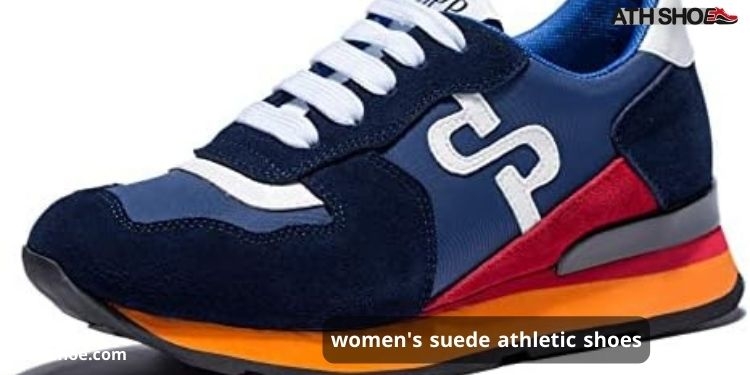 A picture containing 2 blue women's sports shoes within the talk about women's suede athletic shoes