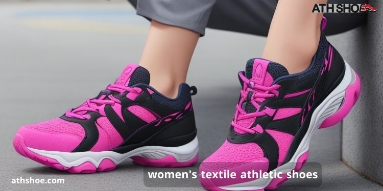 An image containing part of a woman's leg wearing athletic shoes and running on the road as part of a conversation about women's textile athletic shoes