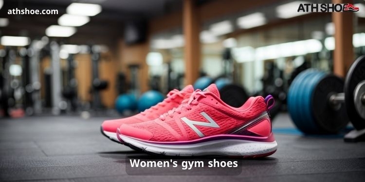 A picture of sports shoes in a gym as part of the discussion about Women's gym shoes