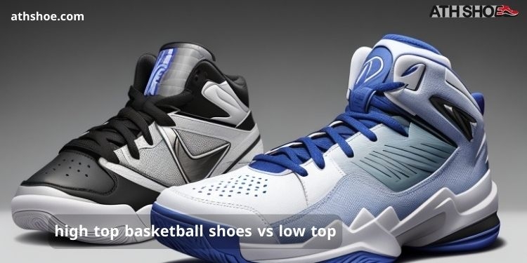 An image of sports shoes within the conversation about high top basketball shoes vs low top