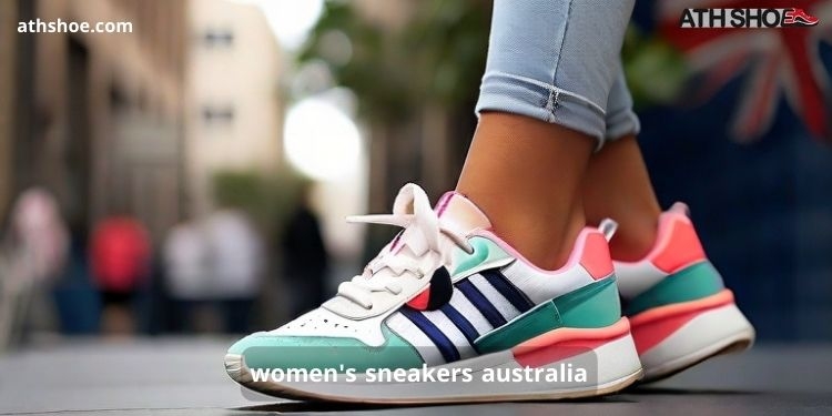 A picture of a beautiful sneaker on the leg of a woman on the street within the conversation about women's sneakers australia