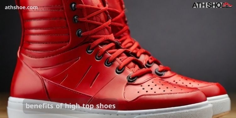 An image of a sports shoe that talks about the benefits of high top shoes
