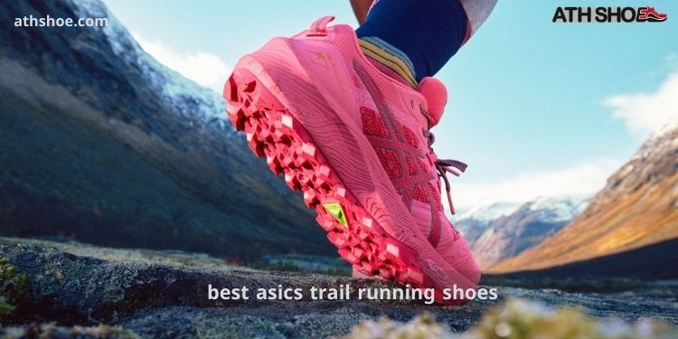 A picture of a sports shoe on someone's leg is included in the conversation about the best asics trail running shoes