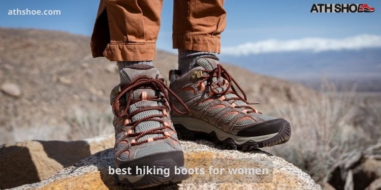 A picture of a hiking boot on someone's leg in a conversation about the best hiking boots for women