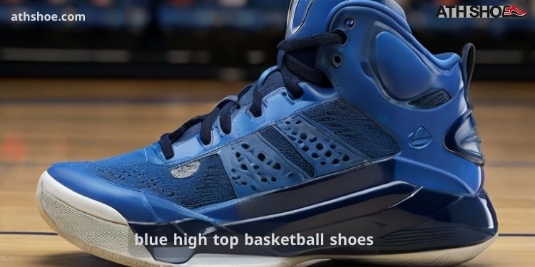 A picture of blue sports shoes as part of the talk about blue high top basketball shoes