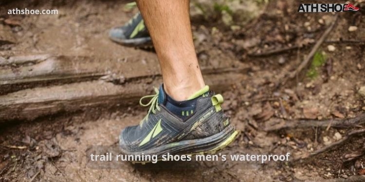 A picture of a sports shoe on someone's leg is included in the conversation about trail running shoes men's waterproof