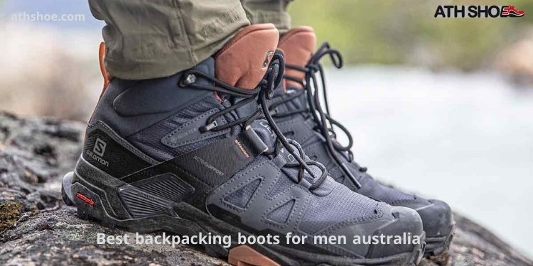 A picture with a boot on someone's leg in the conversation about Best backpacking boots for men australia