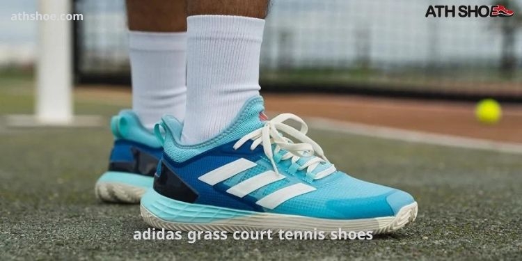A picture of a tennis shoe within the talk about adidas grass court tennis shoes