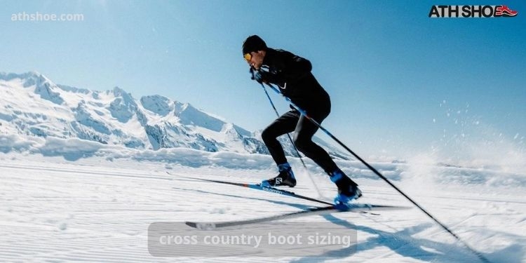 An image of a person skating on ice while talking about cross country boot sizing